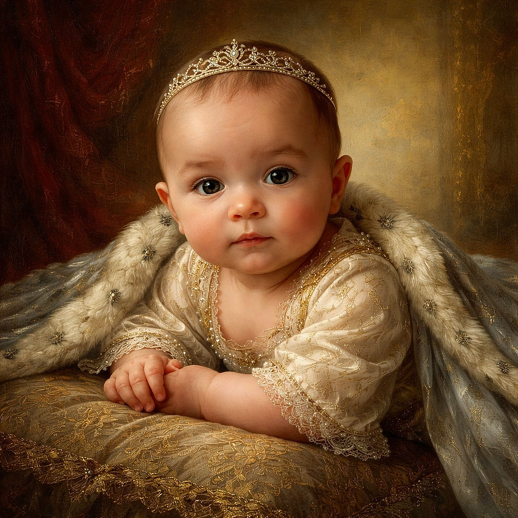 A chubby-cheeked baby lying on their tummy with big curious eyes, looking slightly to the side. The soft natural light from the window in the background gently illuminates the baby's smooth skin and tiny fingers clasped together, creating a warm and tender moment.