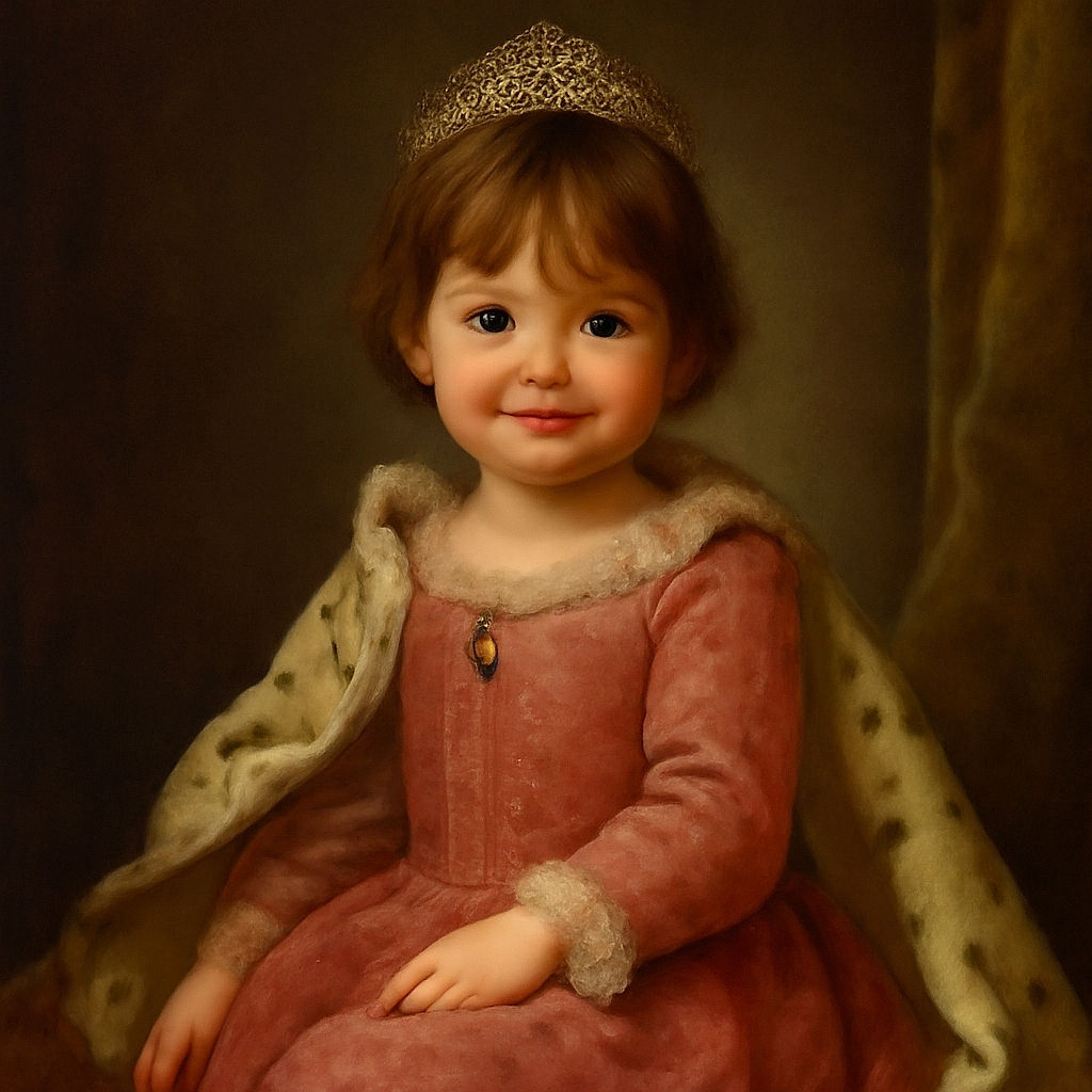 A cheerful toddler in a bright pink Minnie Mouse hoodie sits comfortably on a green metal bench outdoors, smiling warmly with a cozy blanket beside her, under a tree with autumn leaves and a clear blue sky in the background.