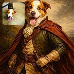 A happy dog with striking bright blue eyes and a big pink tongue sticking out looks up eagerly from a textured concrete floor in a cornered room, radiating pure joy and playful energy.