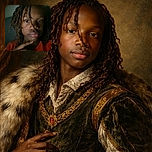 A close-up selfie of a young person with braided hair partially covering their face, wearing a red shirt, in dim lighting with a thoughtful expression and hand near the chin.