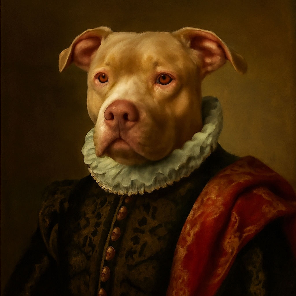 A curious dog with a serious expression lounges on a patch of dirt surrounded by scattered leaves and green plants, as if contemplating the mysteries of the backyard jungle.