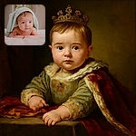 A curious baby lies on a soft white bed with a light green towel draped playfully over their head, eyes wide open as if pondering the mysteries of the universe.