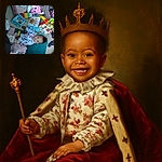 A curious toddler in festive pajamas lies on a teal rug surrounded by colorful toys and books, including a xylophone and a plush pink dog, with a cozy home setting featuring a fireplace and warm lighting.