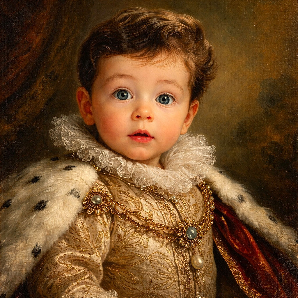 An adorable baby with big curious eyes is securely buckled in a car seat, looking straight at the camera with a slightly surprised expression, surrounded by soft toys and cozy car seat padding.