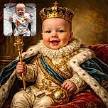 A joyful baby wearing a cute Winnie the Pooh themed outfit is sitting comfortably in a cushioned baby seat with a cloud pattern, flashing a big smile and tiny fists raised in excitement.