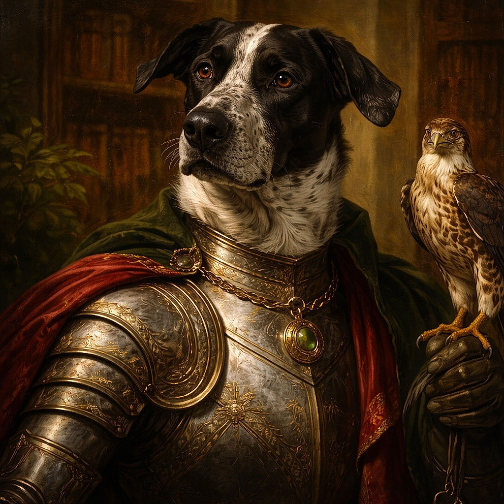 A charming black and white dog lounges comfortably on a gray bedspread, looking attentively towards the camera. The cozy bedroom setting includes a pillow, nightstand with a candle, and some personal items, creating a warm and homely atmosphere.