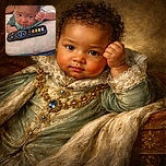 A curious baby lying on a patterned pillow, clutching a colorful remote control with a thoughtful expression, as if trying to figure out how it works.