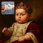 A one-month-old baby lies peacefully on a soft blue blanket, dressed in a white onesie with a milestone card resting on their chest. The baby looks curious and calm, with tiny fists slightly raised as if ready for a gentle stretch or a cute little flex.