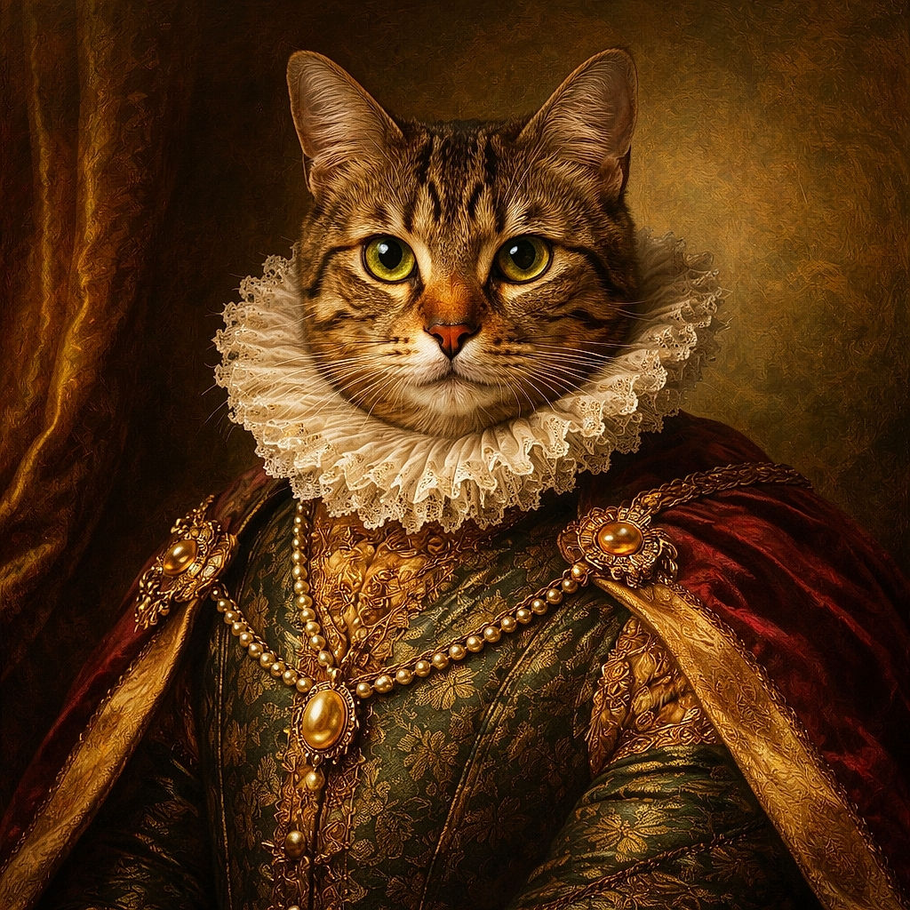 A cozy tabby cat is perched on a soft pink blanket atop a white dresser, surrounded by a colorful snake plush toy, a plant in a pot, and a lamp with a flower-shaped shade. The background features a curtain with bird illustrations, creating a warm and charming indoor scene.