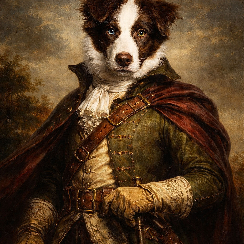 A studio-perfect pup posing like it's auditioning for Best Dramatic Stare — one icy blue eye, one warm brown, and enough fluff to start its own cloud service. Looks offended in the most adorable, professional way.