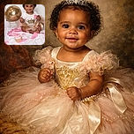 A joyful baby wearing a tiny crown and a '1/2 birthday' shirt sits surrounded by gold and white balloons, happily smashing a pink frosted cupcake while pink petals scatter around on a white sheet.