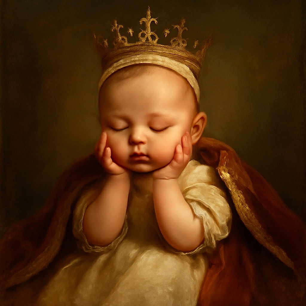 A peacefully sleeping newborn baby is posed adorably with their head resting on their hands, wearing a delicate floral headband and surrounded by soft, textured blankets creating a cozy and heartwarming scene.