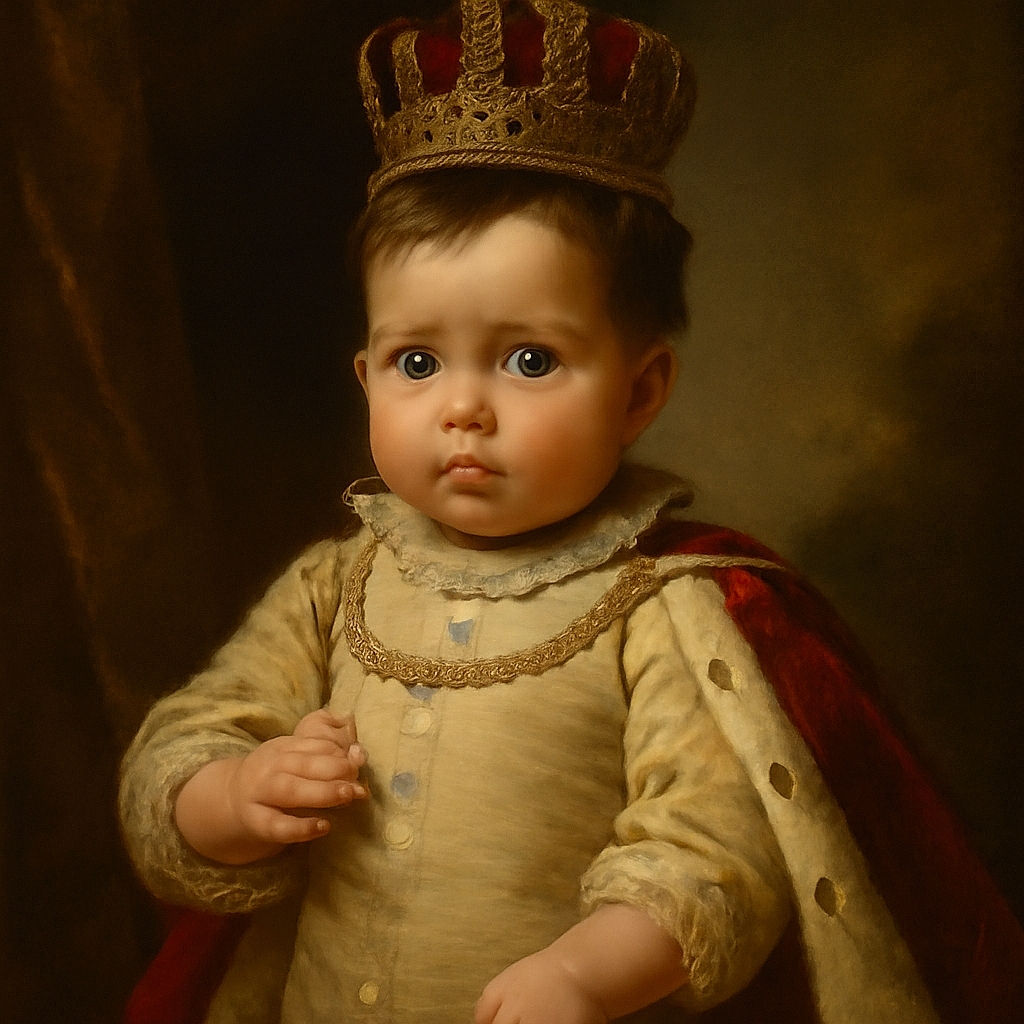 A chubby-cheeked baby with wide eyes and a curious expression is lying back with legs up, captured in a candid moment. The photo includes a visible text overlay with social media and contest-related information, making the baby the star of an online voting or ranking event.