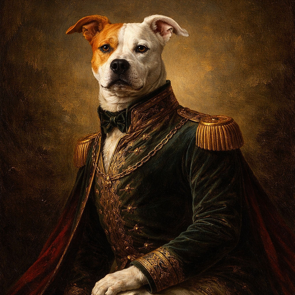 A patient dog striking a 'who, me?' pose beside a shiny white car—leash taut, one ear flopped, looking like it knows all the neighborhood gossip while basking in the sun on the pavement.