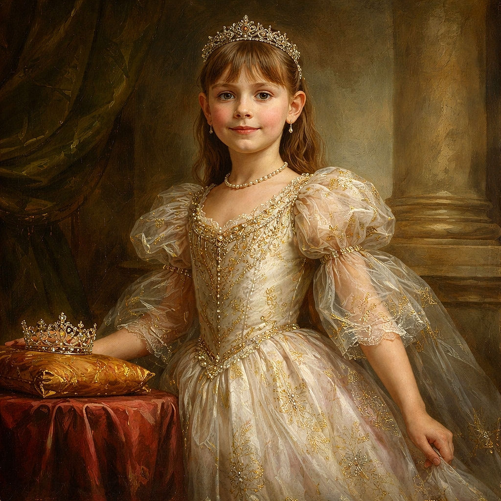 A confident child stands barefoot on a plain white background, sporting a shiny holographic jacket and pants combo paired with a simple black crop top, striking a pose that screams futuristic fashionista vibes.