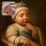 A peacefully sleeping newborn bundled in a cozy hospital blanket and a soft pink knit hat, with tiny fingers gently touching the face, capturing a tender and heartwarming moment.