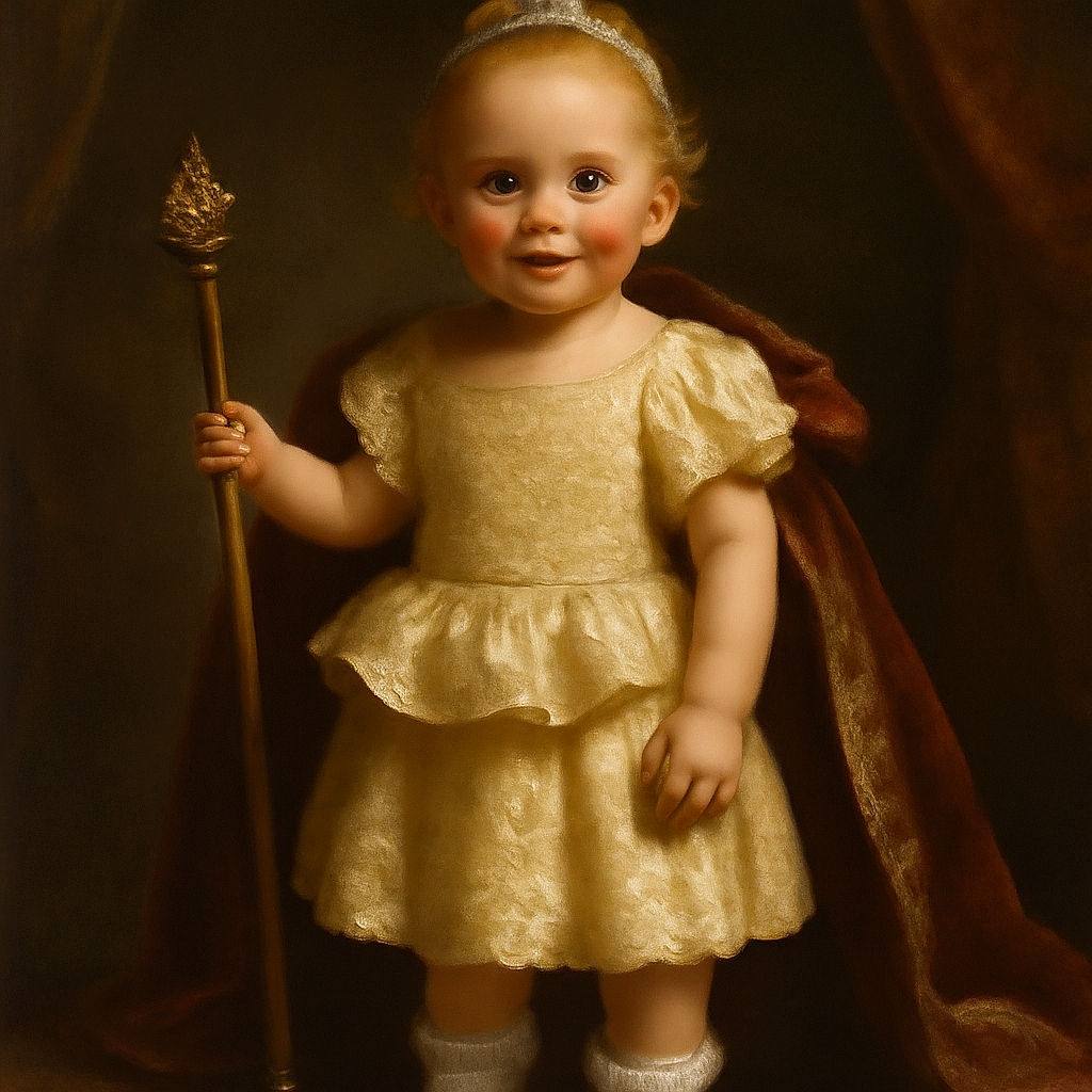 A cheerful toddler in a sunny yellow floral outfit is proudly standing on a wooden deck, holding tightly to an adult's hand. The little one sports frilly white socks and leopard print shoes, ready for an adorable day out. The background features cozy patio furniture and lush green trees, adding a relaxed outdoor vibe.