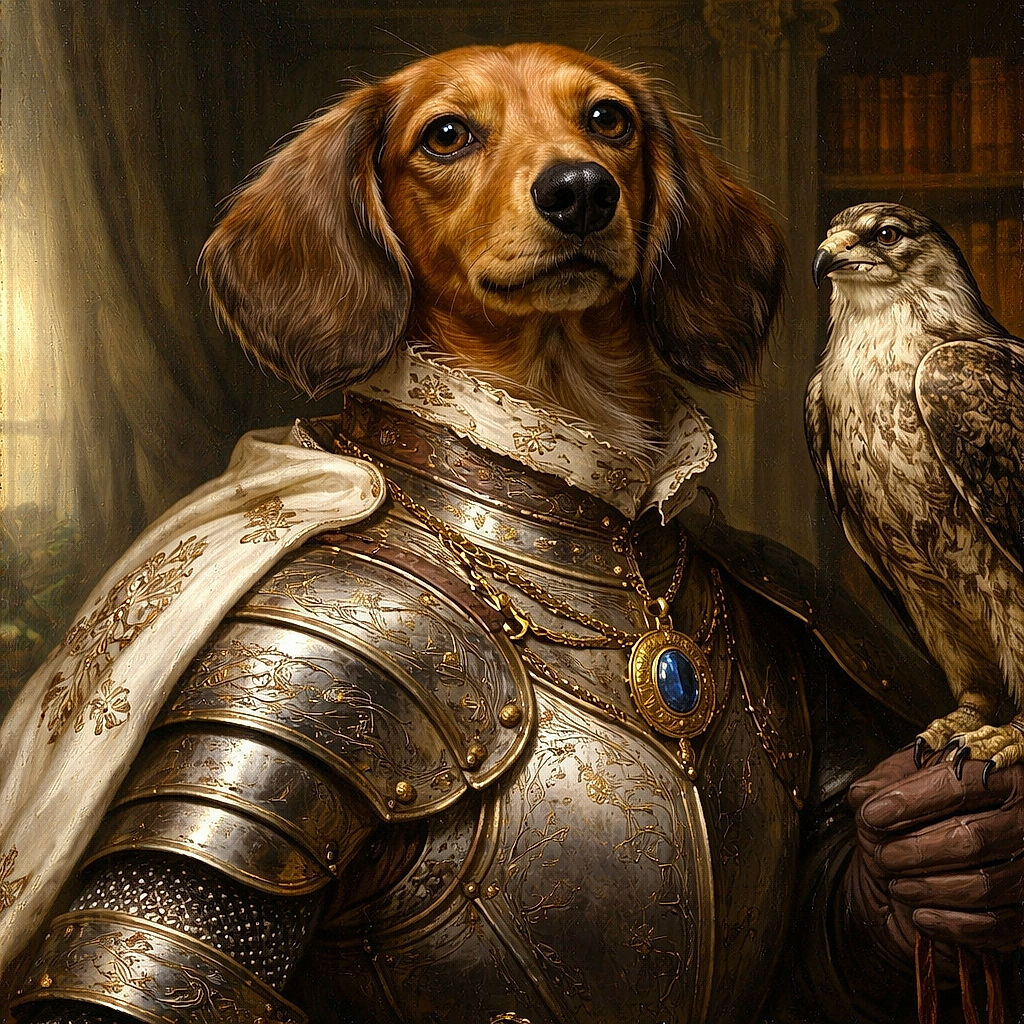A cute brown dachshund puppy lies on a cozy white blanket, looking up with soulful eyes and floppy ears, surrounded by soft fabrics and a hairbrush in the background, capturing a warm and relaxed moment.