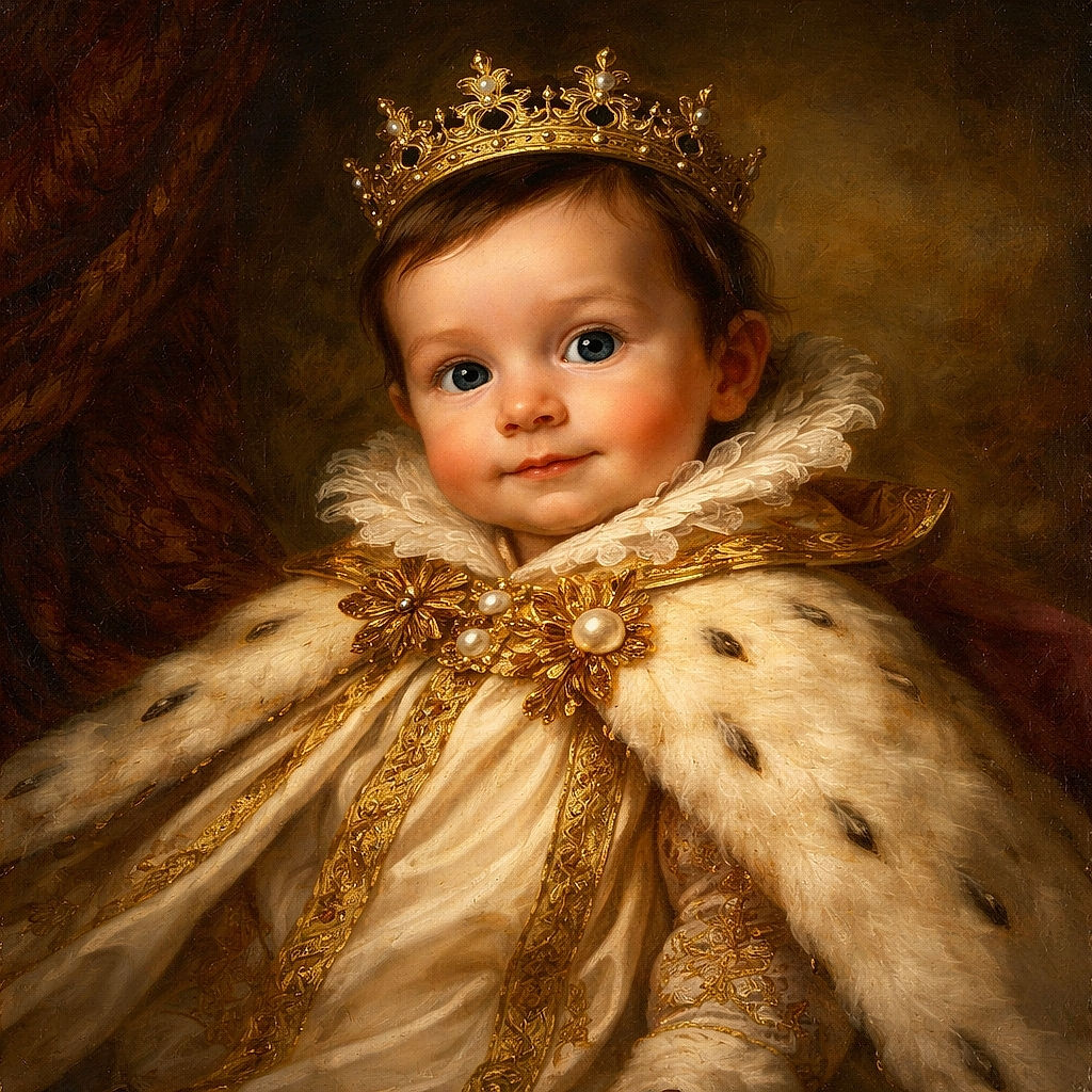 A wide-eyed baby burrito lounging in a bear-print sleep sack, one arm waving like a tiny conductor while a pacifier waits patiently nearby. The scene is cozy and domestic — soft pillow, matching teddy pattern, and a curious gaze that says, "Who turned on the camera?"