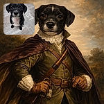 A wide-eyed black-and-white puppy stares up with an irresistible 'did you say treat?' expression — nose and whiskers stealing the spotlight while tiny paws sit politely on the tile runway.