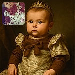 A curious baby dressed in a cozy outfit with woodland creatures printed on it, staring wide-eyed with a bit of drool, while clutching a pink Minnie Mouse pacifier, set against a softly blurred background of a cozy room.