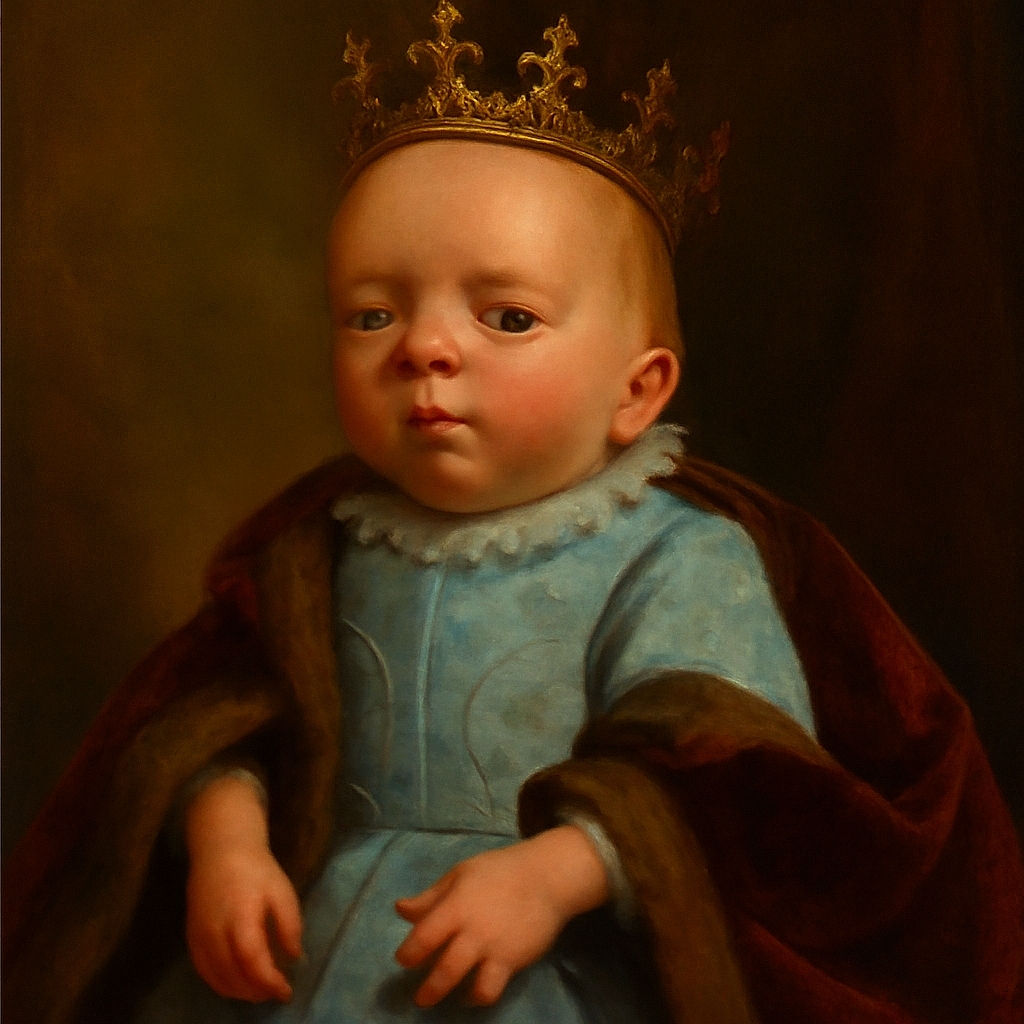 A newborn baby lounges in a sea of whale-patterned cushions and a fluffy blue blanket, looking adorably sleepy and bundled up in soft clothes and socks.