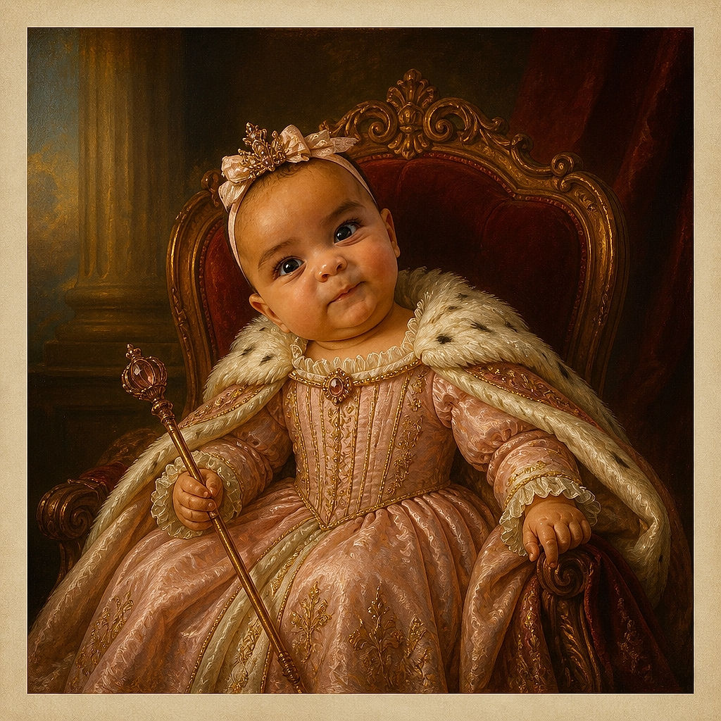 A sweet baby lies on a floral blanket in a pink tutu and headband, gazing at the camera like a tiny fashion model who has just discovered the glamorous world of bedtime couture. A small camera watermark appears near the bottom.