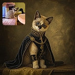 A wide-eyed kitten sits proudly on a pink cat tree, looking like it has just been caught plotting a tiny feline takeover. The cozy room, scratching posts, and soft blankets frame the kitten nicely, while a blurry furry shape in the foreground adds the feeling of an overly enthusiastic paparazzi assistant.