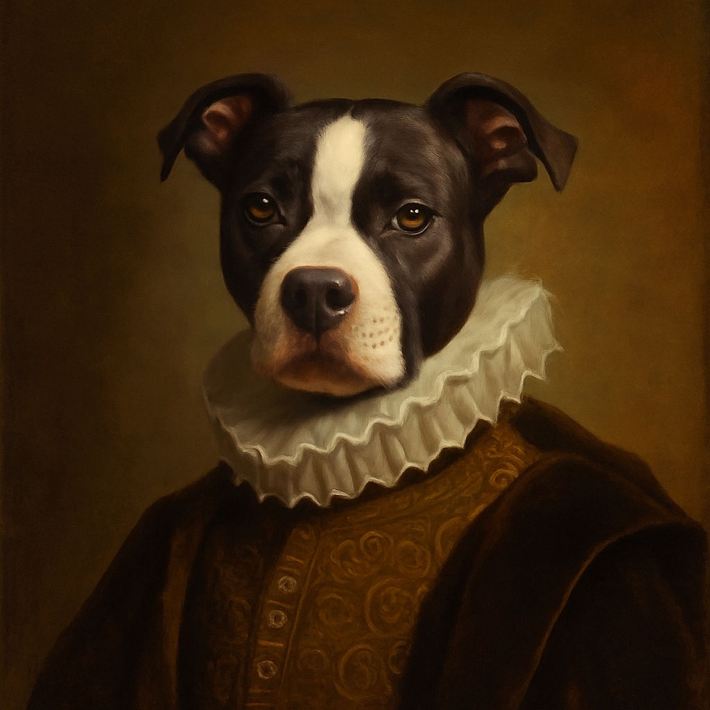 An adorable black and white puppy sits attentively on a textured gray couch, looking up with curious, shiny eyes and floppy ears, with a blue toy just barely visible at the bottom of the frame.