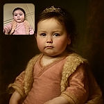 A curious baby in a cozy pink outfit and fluffy vest reaches out towards the camera, lying on a textured beige mat with colorful toys scattered nearby.
