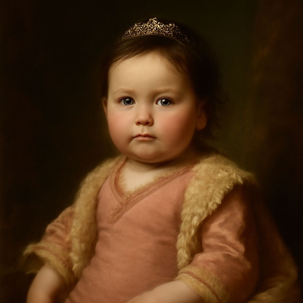 A curious baby in a cozy pink outfit and fluffy vest reaches out towards the camera, lying on a textured beige mat with colorful toys scattered nearby.