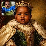 A charming baby dressed in a cozy blue and green fuzzy outfit with bear ears on the hood is reaching out towards the camera, sitting comfortably on a quilted white surface. The baby's curious eyes and slightly puckered lips add to the adorable and engaging vibe of the photo.