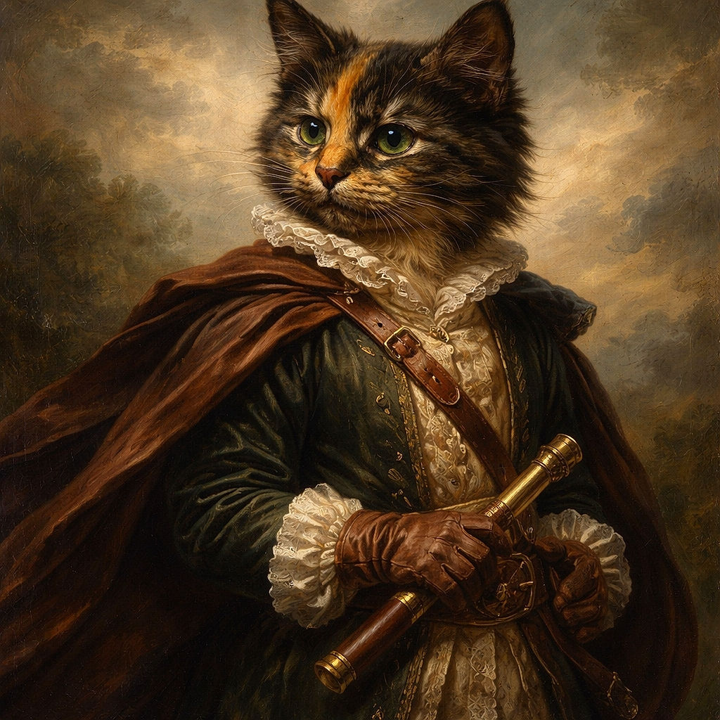 A cozy tortoiseshell cat nestled comfortably in the crook of someone's denim-clad legs, gazing intently at something off-camera with wide curious eyes, its fur a beautiful mix of orange, black, and brown blending seamlessly with the soft blue fabric.