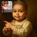 A curious baby bathed in warm sunlight, gazing wide-eyed with hands clasped together, dressed in a cozy white outfit with pink patterns, creating an adorable and heartwarming moment.