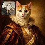 A fluffy white and orange cat lounges in a relaxed, almost human-like sitting pose on a cozy couch covered with a shaggy white rug and a dark plush blanket, giving off major chill vibes.