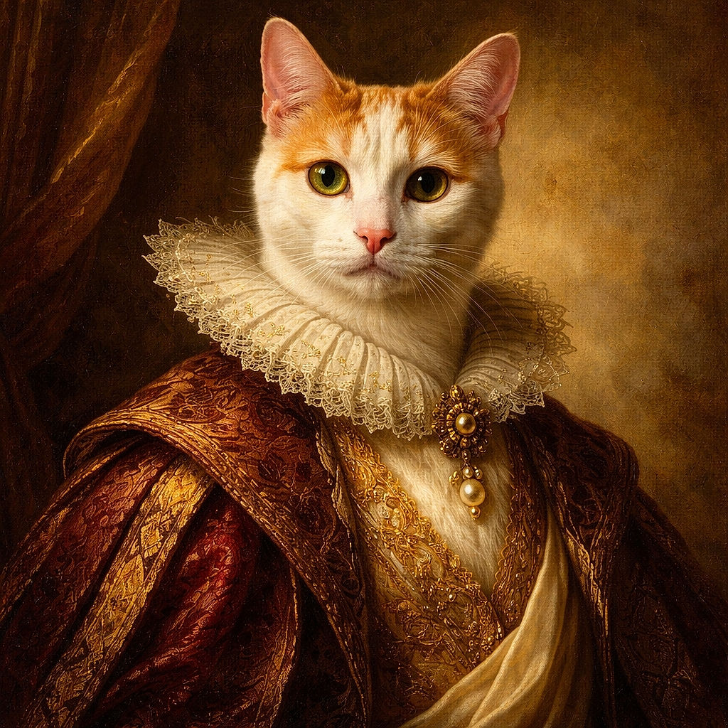 A fluffy white and orange cat lounges in a relaxed, almost human-like sitting pose on a cozy couch covered with a shaggy white rug and a dark plush blanket, giving off major chill vibes.