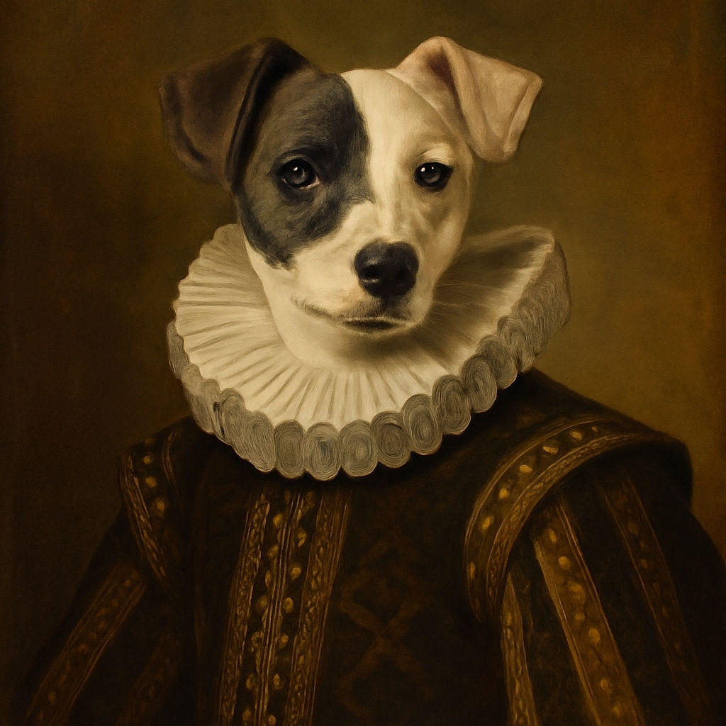 A cute puppy with a black patch over one eye sits on a cozy couch covered with blankets. The background shows some household items slightly out of focus, making the puppy the clear star of this warm, homey snapshot.