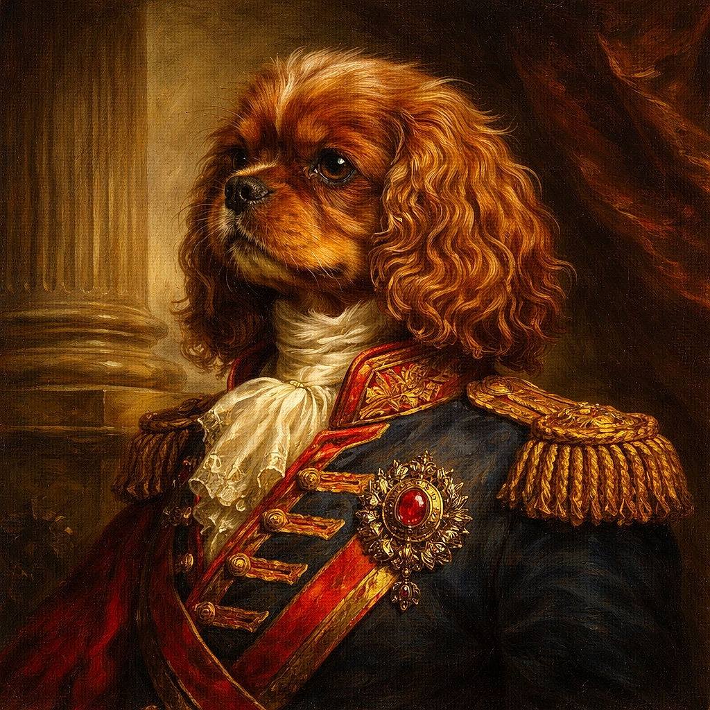 A fluffy, caramel-colored dog is curled up on a dark fabric surface, looking cozy and contemplative. Its curly fur and gentle eyes add to the charm, making it look like the perfect cuddle buddy on a lazy day.
