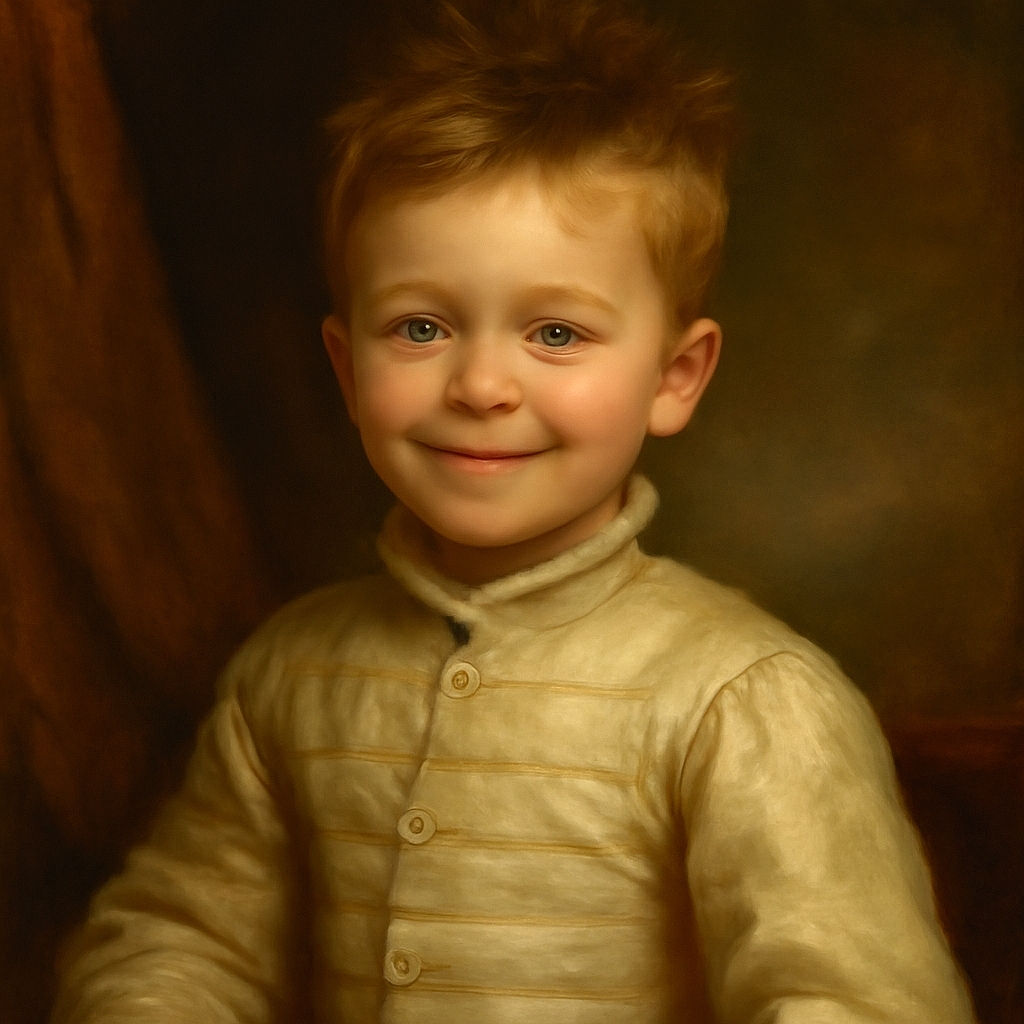 A cheerful young boy with tousled hair smiles sweetly for a selfie inside a car, his bright eyes sparkling with mischief and innocence, wearing a cozy striped shirt with buttons, safely buckled up with a seatbelt.