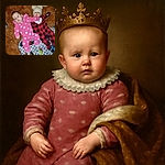 Two adorable babies are lying on a cozy blanket with a giant teddy bear behind them. One baby is dressed in a pink onesie with white cat faces, looking curiously at the camera, while the other sports a red and black checkered outfit with a cute white hat with pom-poms, looking slightly surprised. The colorful blanket beneath them adds a playful vibe to this heartwarming scene.