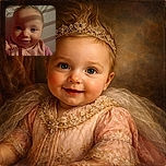 A cute baby lying down with shadow patterns crossing their face, wearing a pink outfit with tree designs, giving a shy smile in dim lighting.