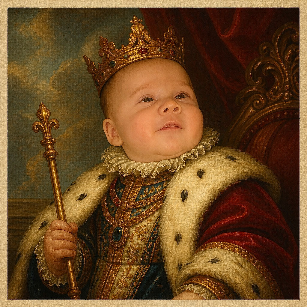A contented baby lounges like a tiny pillow emperor, gazing at the camera from a cozy nest of blankets while appearing to silently judge everyone’s bedtime routine.