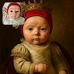 A close-up of a wide-eyed baby wearing a red knit hat adorned with a big white flower, dressed in a cozy white outfit with tiny colorful prints, lying on a soft pink blanket. The baby looks curious and calm, with a soft focus background that highlights the adorable face.