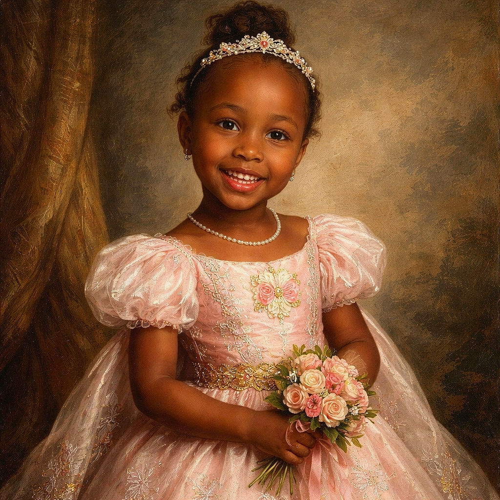 A cheerful toddler strikes a playful pose in front of a white door, wearing a cute floral shirt and patterned shorts, standing on a wooden floor with a big smile that lights up the room.