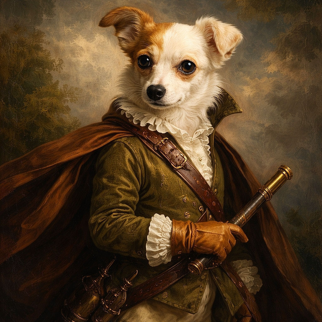 A small white dog lounges on bold black-and-white leopard-print bedding, giving the camera big, soulful eyes and a slightly suspicious side-glance as if judging your snack choices. The rumpled sheets create dramatic contrast and cozy vibes while the pup steals all the attention.