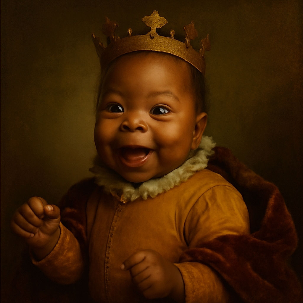 A joyful baby in a bright yellow onesie flashes a wide, adorable smile while lying on a bed surrounded by cozy blankets and pillows. The baby's expressive eyes and tiny hands add to the heartwarming charm of this candid moment.