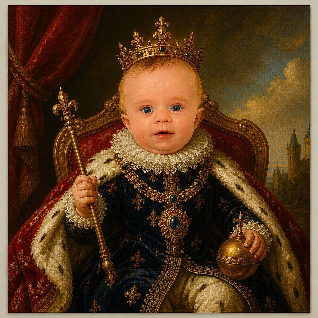 A cheerful baby lies on a quilted changing pad, gazing at the camera like a tiny pirate captain who has just discovered the treasure is actually a very stylish yellow tutu.