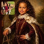 Two adorable kids are having a farm day adventure, petting curious goats through a wire fence with a rustic barn and green fields in the background. The older kid sports a mischievous grin while the younger one looks slightly puzzled but cute as a button.