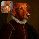 A regal brown dog lounges on a bed bathed in warm sunlight, looking off into the distance with an expression of noble contemplation, as if pondering the mysteries of the universe or the next treat.