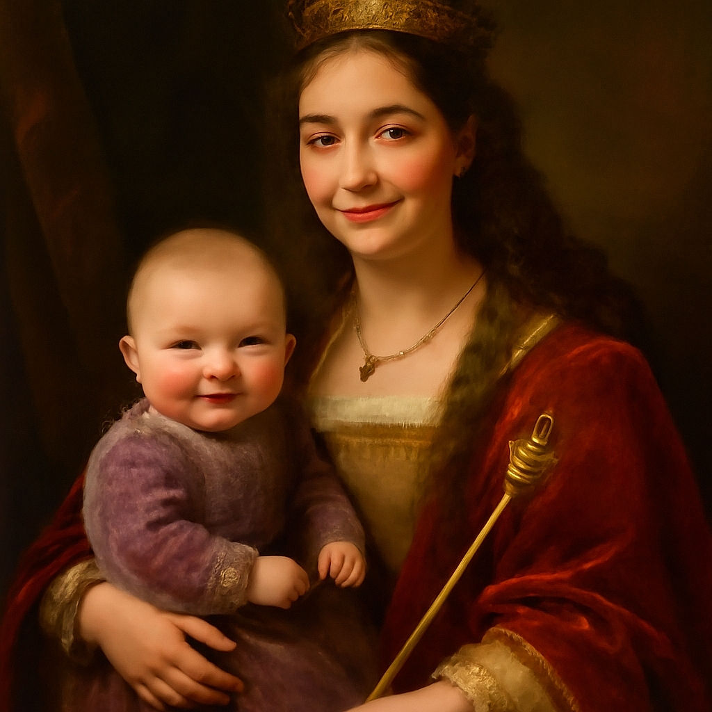 A smiling woman and a baby posing closely for a warm selfie, with the baby looking adorable and the woman beaming. The photo is part of a contest page with lots of overlay text about votes, rankings, and qualifications, making the image feel like a proud moment captured online.